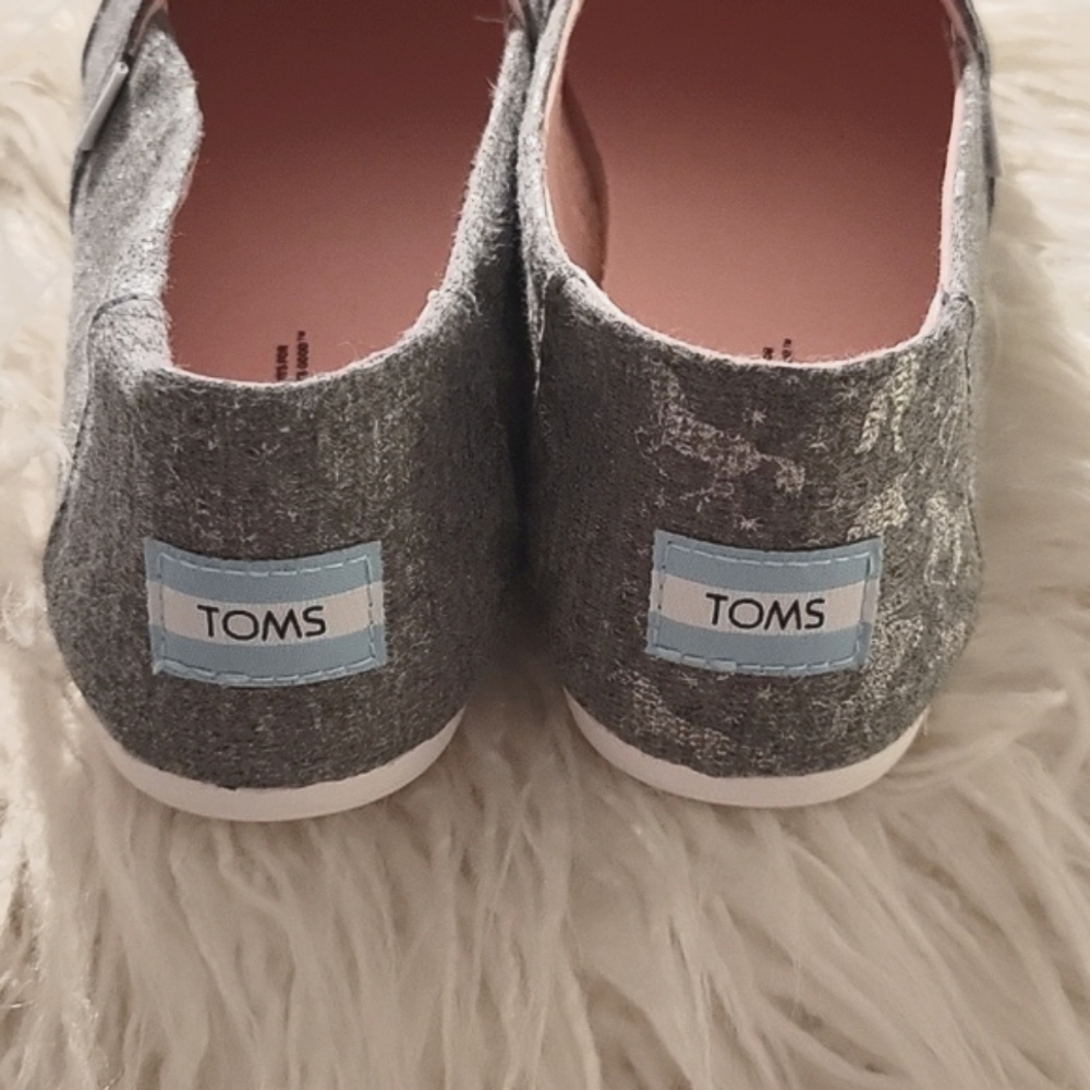 TOMS Alpargata Espadrilles Grey Foil Unicorn Slip On Shoes Size 9.5 - Picture 5 of 11